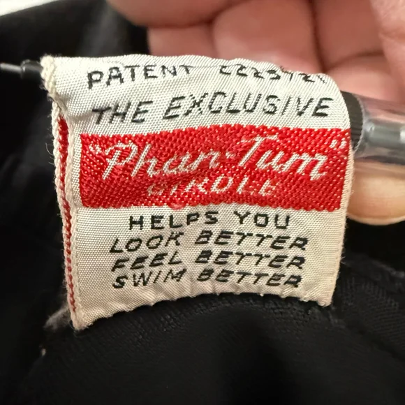 Vintage 1950s Phan-Tan Black One Piece Swimsuit Size 36 One Pieces